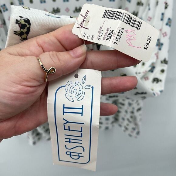 Ashley II vintage Blouse Top Mock Neck cows farm ranch dairy Cream 2X turtleneck - Picture 4 of 9